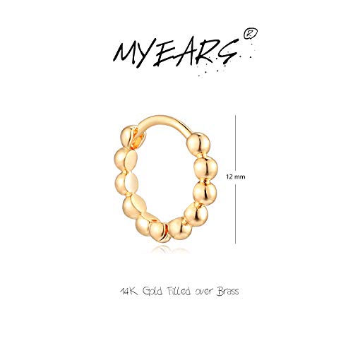 MYEARS Women Earrings Gold Huggie Hoop 14K Small Simple Hypoallergenic Everyday Jewelry