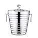 YEstge Wiadro na lód ze stali nierdzewnej, wiadro na lód ze stali nierdzewnej z podwójnymi ściankami z pokrywką szczypcami, filtr, grube wiadro na wino, przenośny chłodziarka do wina, na imprezę w barze, 2 l