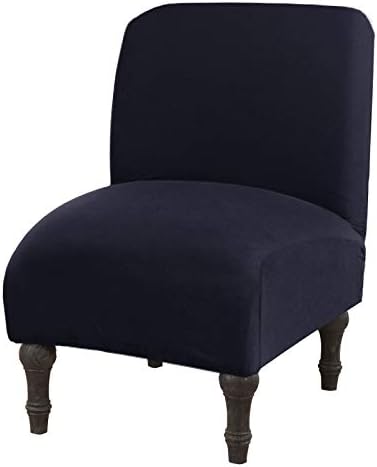 Armless Accent Chair Cover, Large Size Armless Slipper Chair Slipcover, Stretch Universal Thin Fabric Living Room Chair Cover Furniture Protector Removable Washable for Home Hotel Living Room (Navy)
