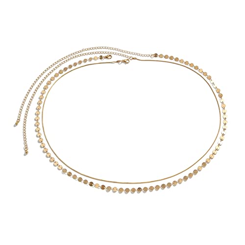 Accesorio corporal KnSam de doble cadena fina con acabado dorado pulido