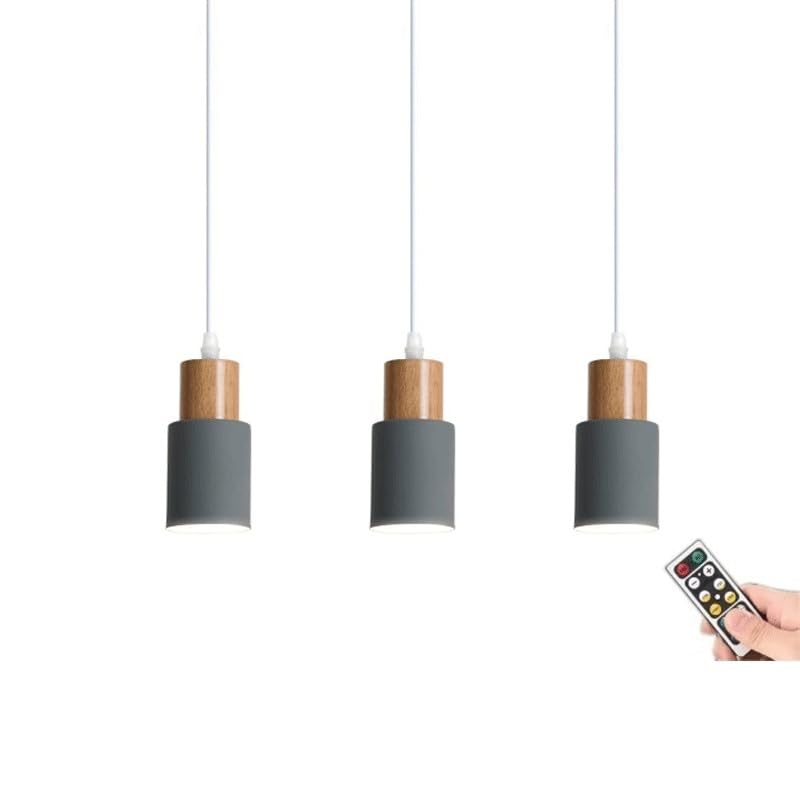 Not Hardwired Battery Operated Pendant Lighting, No Wires Black Battery Power Pendant Light / Ceiling Hanging Lighting Fixture Chandelier for Kitchen Island Dining Room Bedroom Bedside Hallway Foyer (