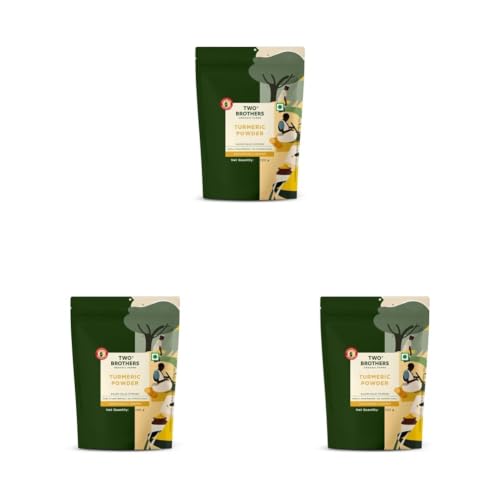 Image of TWO BROTHERS ORGANIC FARMS - Turmeric Powder (100 Gm) | Naturally Grown, Stonegrinded Haldi Powder | Good For Digestive & Skin Health | Ground Turmeric Powder (Pack of 3)