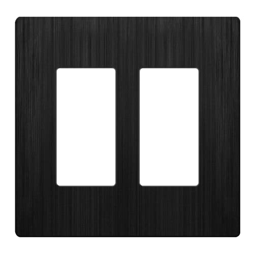 Image of LIDER Decorator Switch Cover, Screwless Wall Plate, Mid-Size 2-Gang 4.88 inch x 4.92 inch, LSWP-32M-BBK, UL Listed, Thermoplastic, Brushed Black, 1-Pack