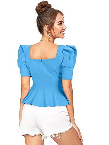 Image of ILLI LONDON Women's Puff Sleeve Peplum TOP