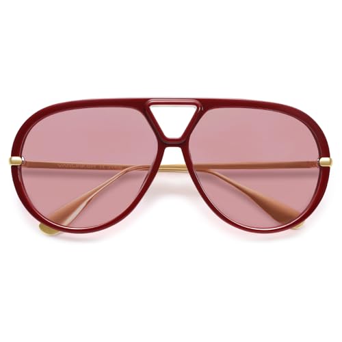 Image of VANLINKER Oversized Trendy Polarized Aviator Sunglasses for Women Men Retro Round Sunglasses Vintage Shield Shades VL9798