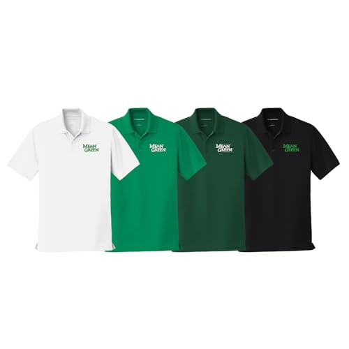 North Texas Men's Short Sleeve Performance Polo with Mean Green Logo3