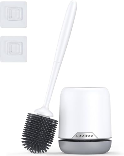 Lefree Toilet Brush and Holder Set, Silicone Brush with Ventilated Holder, Toilet Brush Set for...