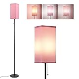 Ziisee Pink Floor Lamps for Bedroom Modern- 3 Color Temperature Standing Lamps with Pull Chain...