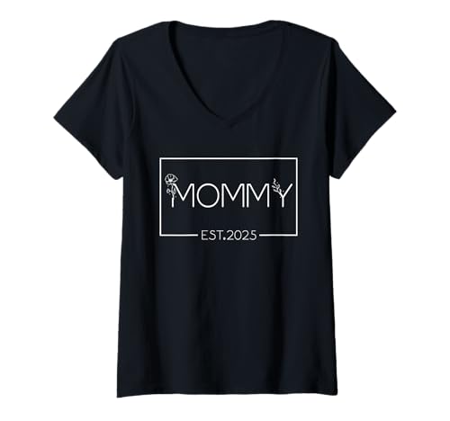 Mujer Floral Mommy est 2025 Camisa linda para el Día de la Madre con gráfico de nueva mamá Camiseta Cuello V