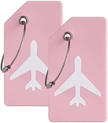 2 Pack Silicone Luggage Tag Baggage Handbag School Bag Suitcase Instrument Tag Label by Gostwo（Pink）