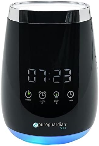PureGuardian Diffuser for Essential Oils, Ultrasonic, Cool Mist, Aromatherapy Creates Relaxing Environment, Optional Night Light, Alarm Clock, Timer, Up to 5-8 Hours, SPA260
