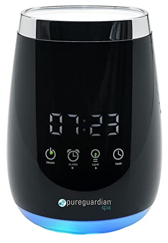 PureGuardian Diffuser for Essential Oils, Ultrasonic, Cool Mist, Aromatherapy Creates Relaxing Environment, Optional Night Light, Alarm Clock, Timer, Up to 5-8 Hours, SPA260