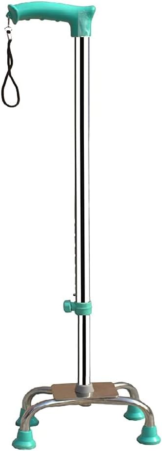 MUBBA 4 Leg Walking Sticks Height Adjustable Iron Stick Quadripod Chrome (Green)