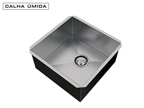 Cuba Inox Quadrada Pia Gourmet Com Válvula 40 X 40 Cm de Embutir