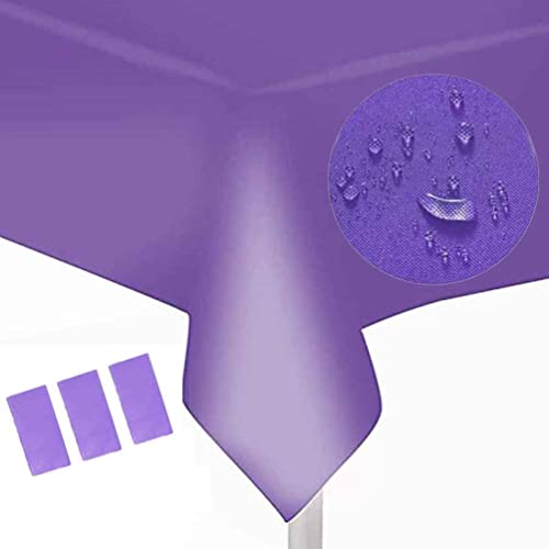 Paquete de 3 manteles de plástico desechables de alta calidad (54 x 108 pulgadas), manteles rectangulares para bodas, fiestas, banquetes, burdeos (morado)