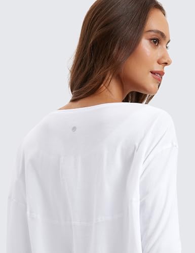 Image of CRZ YOGA Long Sleeve Workout Shirts for Women Loose Fit-Pima Cotton Yoga Shirts Casual Fall Tops Shirts
