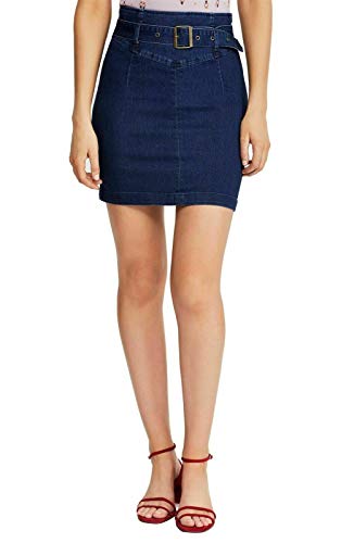 Jupe crayon en jean Free People femme denim bleu mi-longue taille haute ajustée taille 2