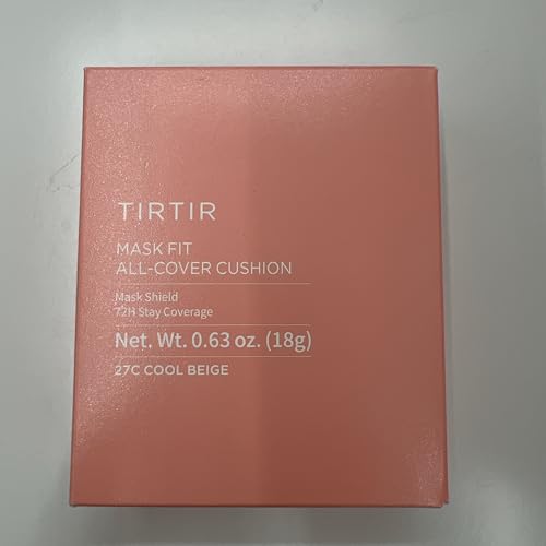 Image of TIRTIR Mask Fit All Cover Pink Cushion Foundation | High coverage, Velvety Matte Finish, Lightweight, Flawless, Corrects Redness, Korean Cushion (#27C Cool Beige, Full Size, 0.63 Fl Oz)