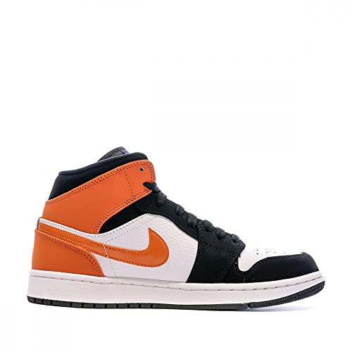 Nike Men's Air Jordan 1 Mid Shattered Backboard, Black/White/Starfish, 102