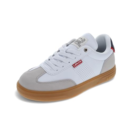 Levi's Zane Sneaker, White/Cement/Navy, 13 US Unisex Little Kid