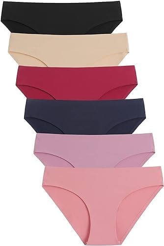 louryn koulyn Women's Seamless Underwear No Show Stretch Bikini Panties Silky Invisible Hipster Muticolor--picture-37