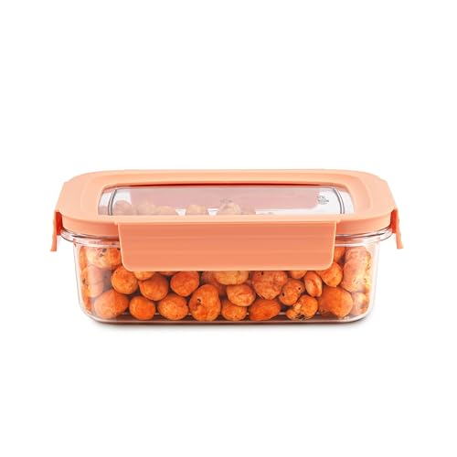 Cello Stylelock Kitchen Storage Containers 410 ml, Baby Orange | Premium Food Grade Quality, BPA Free, Air Tight Clip Lock, Stackable Container |Multipurpose Plastic Storage Container For Home Kitchen