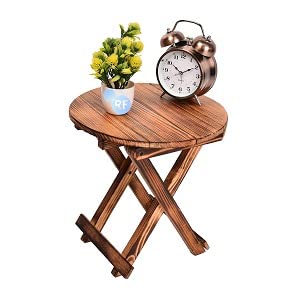 aaRF Beautiful Round Wooden Folding Table | Vintage Finish Ideal for Outdoor Indoor/Garden Decor/Decorative & Fold-able | Beautiful Handmade | Table | for Office | Home Furniture | Decor - Brown