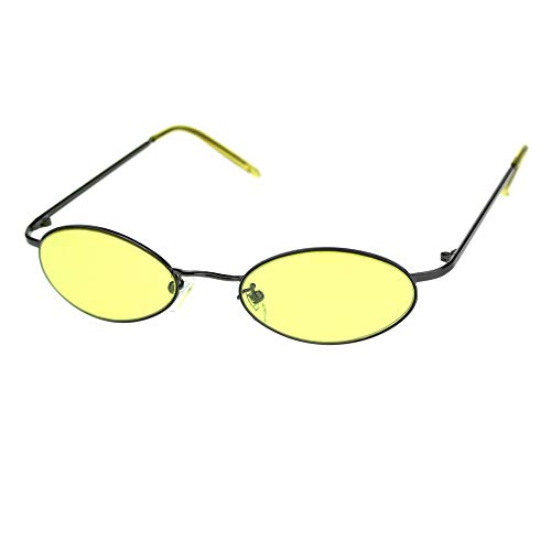 PASTL Unisex Small Sunglasses Oval Curved Gunmetal Frame Color Lens UV 400 - Main Image