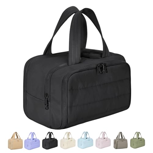 Maison Ginza Cloud Carry Bag, Maison Ginza Bag, Convely Toiletry Bag 4 Major Partitions Dry and Wet Separation, Large Capacity Waterproof with Handle Travel Cosmetic Bag (Black)