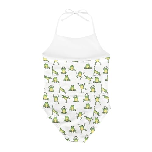 Image of KiuLoam Funny Green Frogs Girls One-Piece Swimsuit Quick Dry Beach Swim Bathing Suit for 3-8 Years Little Girls