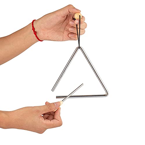 image for Musfunny Triangle Musical Instrument with Striker, Rhythm Steel Triang