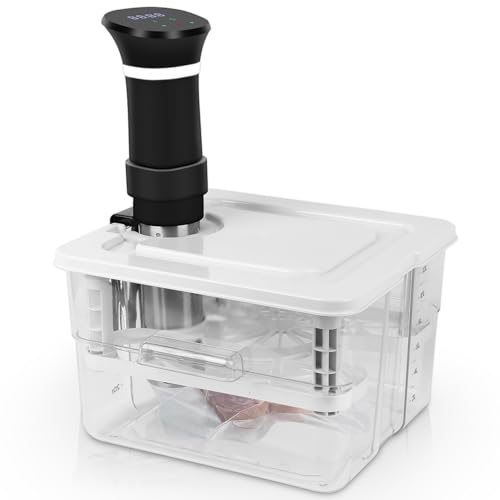 Contenedor de cocción al vacío a baja temperatura con 1 tapa y 1 rejilla, 12 L, recipiente para termoinmersión adecuado para cocinar al vacío de varias marcas