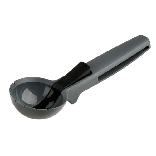 Fackelmann 45917 Cuillère à glace en plastique avec fonction levage de la boule de glace, Plastique, Noir, 19 cm