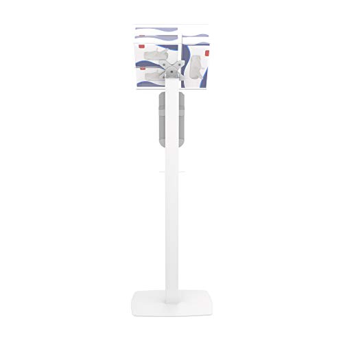 Image of Hand Sanitizing Station - CTA Premium Thin Profile Floor Stand Sanitizing Station and Heavy-Duty Secured Acrylic Glove & Mask Boxes with Automatic Soap and Hand Sanitizer Dispenser (SAN-CHK1W) - White