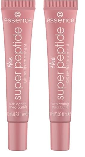 essence the super peptide glossy lip treatment, Lippenbalsam, Nr. 03, Braun, glättend, mit Vitaminen, pflegend, vegan, ohne Parabene, ohne Mikroplastikpartikel, Nanopartikel frei, 2er Pack (10ml)