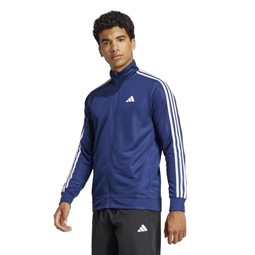 adidas Men's Train Essentials 3-Stripes Training Hooded Track Top, dark blue, M - Image 3