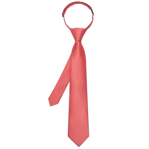 Image of Hi-Tie Pretied Boys Ties Solid Color Kids Adjustable Necktie Lapel Pin Clip Set Age 8-12 Wedding School Graduation
