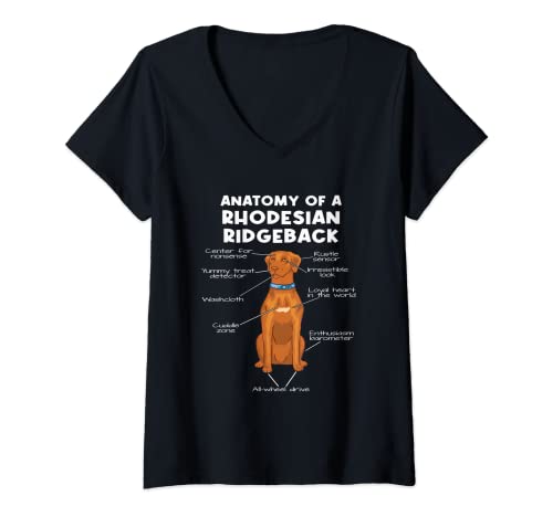 Mujer Anatomía de un Rhodesian Ridgeback | Perro Rhodesian Camiseta Cuello V