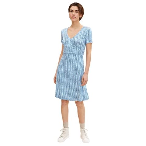 TOM TAILOR Ladies Wrap Look Dress in Blue Cover
