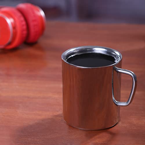 Da Cucina Stainless Steel Double Walled Coffee Mug With Comfortable Handle For Hot & Cold Drinks Mirror Finish Lightweight Travel Tea Cup Mugs For Camping ( 9 Oz, Set Of 2) #TOP1
