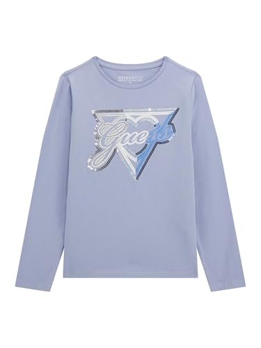 GUESS Girls' Eco Long Sleeve Embroidered Sequin Logo T-Shirt