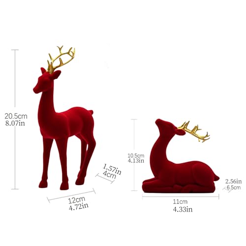 Sculpture de cerf esthétique de Noël | Idée cadeau de vacances rouge et vert