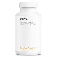 Supersmart - Daily 6 - Powerful Mutlivitamin Formula with 55 Ingredients with PQQ, Nicotinamide Riboside - Support Healthy Cardiovascular System | Non-GMO & Gluten Free - 180 Vegetarian Capsules