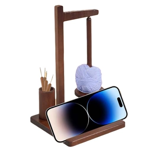 Qfdiwr - Soporte para ovillos de lana de ganchillo, dispensador de bobinas de madera para ovillos de lana | Accesorio magnético con organizador lateral para viajes en casa, estudiantes adultos