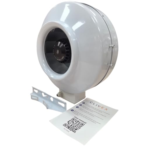 Extractor de aire Inline Clivex AC Centrífugo 1020m³/h (Boca 200mm). Extracción potente para cocinas, invernaderos, clubes, etc...
