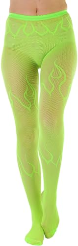 Image of ToBeInStyle Women's Flame Burning Fire Tights w /Devil-Inspired Print Hosiery