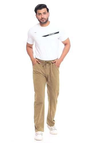 Image of Men's Denim Joggers, Regular Fit, Mid Rise, Stretchable Cotton Blend, Drawstring Waist, Soft Fabric, Multiple Pockets, Tapered Leg Casual Pants