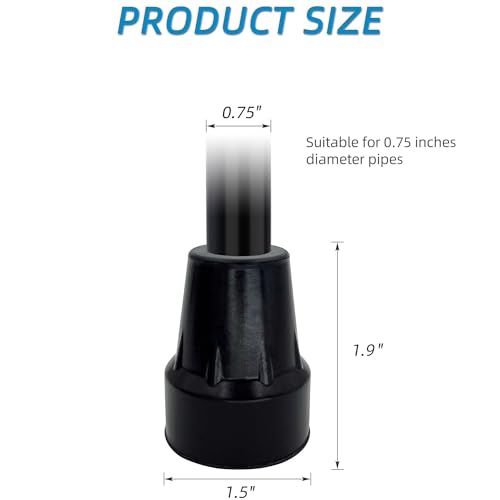 Replacement Cane Tips, 3/4 Inch, Black.