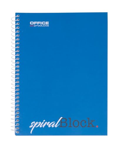 OFFICER PRODUCTS Spiral-Notizblock A5 Kariert / 5er Packung - 5 Stück / 80 Blatt / 160 Seiten/Notizbuch Spiralblock Collegeblock/Notizblock mit Spiralbindung/Schulblock Schreibblock