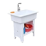 Duradero: el fregadero de la ropa, el baño, el balcón y el fregadero del garaje están hechos de material de PP ecológico de 4-5 mm de espesor, que es resistente a la abrasión y a la presión, resistente a la corrosión y duradero. La estructura es estable y la capacidad de carga puede alcanzar los 200 kg.